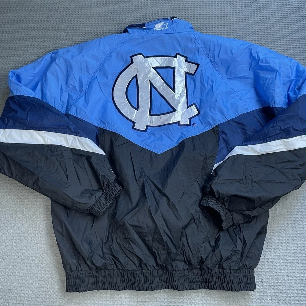 Vintage Starter UNC Carolina Tar Heels Windbreaker Jacket Large Full Zip Nylon